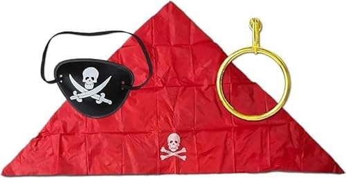 Fartoni Piratenzubehör mit Piratenpatch, Piraten-Tuch und Ohrring, Piraten-Kostüm, Piraten-Kostüm, Piraten-Kostüm, Piratenkarneval, Rot-Pyratentuch mit Patch und Ohrring. von Fartoni