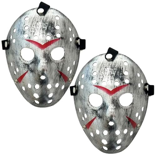 X2 Maske Terror oder Angst Freitag Halloween im Hockey-Stil – Horror Kostüm Zubehör für Erwachsene und Kinder, inspiriert von Freitag 13, ideal für Karneval, Cosplay und Motto-Partys von Fartoni