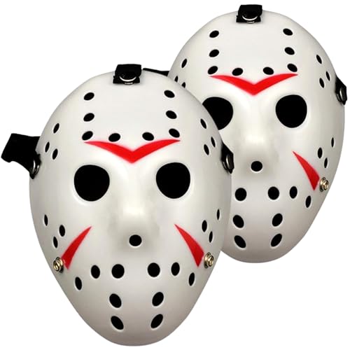 X2 Maske Terror oder Angst Freitag Halloween im Hockey-Stil – Horror Kostüm Zubehör für Erwachsene und Kinder, inspiriert von Freitag 13, ideal für Karneval, Cosplay und Motto-Partys von Fartoni