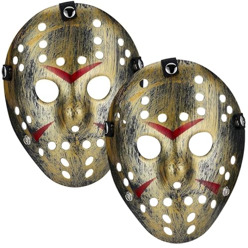 X2 Maske Terror oder Angst Freitag Halloween im Hockey-Stil – Horror Kostüm Zubehör für Erwachsene und Kinder, inspiriert von Freitag 13, ideal für Karneval, Cosplay und Motto-Partys von Fartoni