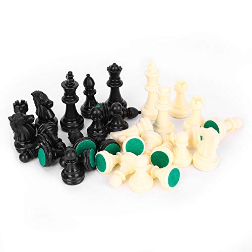 Faruxue Plastic Chessmen Set International Chess Game Complete Chessmen Set Black White (Medium King Height 64mm) von Faruxue