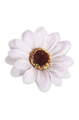 Faschingskönig 60er 70er Jahre Hippie Haarschmuck Blume Flower Power Outfit Zubehör Haarclip Blumenmädchen (Weiß) von Faschingskönig
