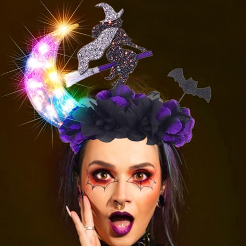 Fashband Halloween Leuchtender Haarreif LED Mond Stirnbänder Schwarze Rose Haarband Festival Hexenkostüm Haarschmuck für Frauen Fashband Halloween Leuchtender Haarreif LED Mond Stirnbänder Schwarze Rose Haarband Festival Hexenkostüm Haarschmuck für Frauen von Fashband