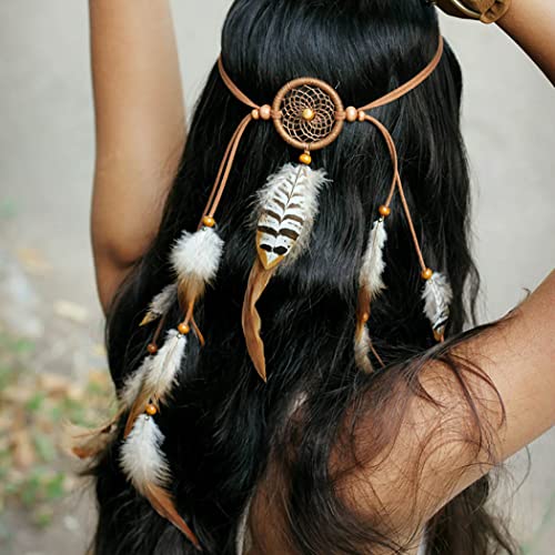 Fashband Indisches Feder-Stirnband, Boho-Quaste, Hippie-Kopfschmuck, Vintage-Traumfänger, Tribal-Kopfschmuck, indisches Festival, Party, Kopfschmuck, Haarschmuck für Frauen und Mädchen Fashband Indisches Feder-Stirnband, Boho-Quaste, Hippie-Kopfschmuck, Vintage-Traumfänger, Tribal-Kopfschmuck, indisches Festival, Party, Kopfschmuck, Haarschmuck für Frauen und Mädchen von Fashband