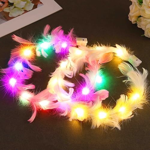 Fashband LED-Stirnband, leuchtende Feder-Kopfbedeckung, Party- und Festival-Kranz, Haar-Accessoires für Damen von Fashband