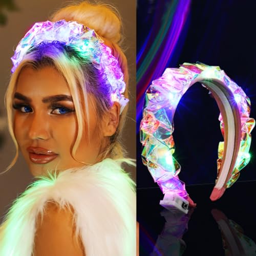 Fashband Leuchtendes Stirnband, LED-Haarbänder, leuchtender geflochtener Haarreifen, Weihnachten-Party, Festival, Haarschmuck für Frauen und Mädchen von Fashband