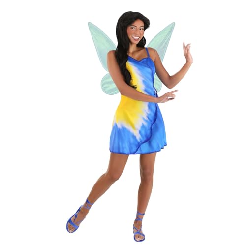 Damenkostüm für Halloween, Waldfee, Rosetta, Cosplay, Batikkleid, Outfits, Halloween, Elfenkleid mit Flügeln (Blau, Größe S) von Fasheepfa
