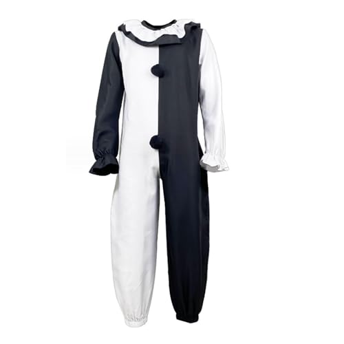 Fasheepfa Costume Art The Clown Cosplay-Outfits, Overall, Bodysuit für Halloween, Karneval, Filmkiller-Terrifier, schwarz-weißer Overall, Horror-Anzug-Set (Weiß und Schwarz, L) von Fasheepfa