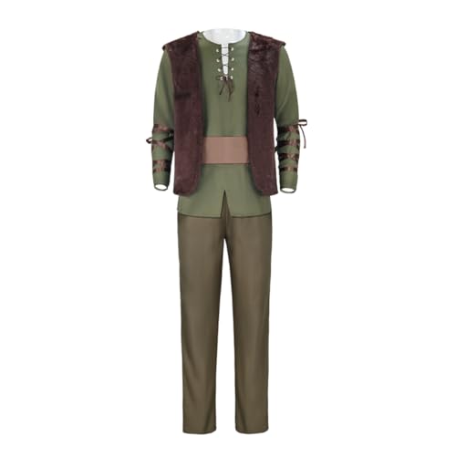 Hiccup Kostüm Drache Cosplay für Herren Halloween Distressed Leder Weste Hose mit Gürtel Sets, Typ 1, 3XL von Fashionjoy