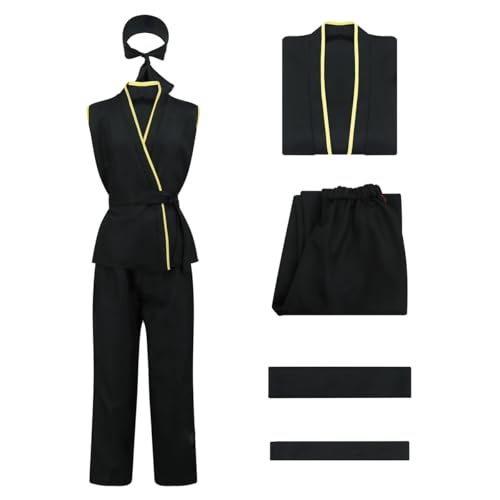 Karate-Gi-Kostüm für Herren, ärmellos, Uniform, Halloween, Cosplay, mit Stirnband, komplettes Set, Typ 1, X-Small Karate-Gi-Kostüm für Herren, ärmellos, Uniform, Halloween, Cosplay, mit Stirnband, komplettes Set, Typ 1, X-Small von Fashionjoy