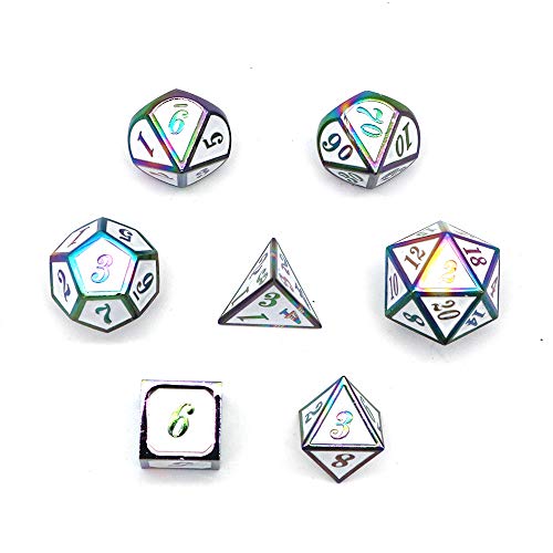 Fasizi 7-teiliges Metallwürfel-Set DND-Spiel, polyedrisches Massivmetall, D&D-Würfel-Set mit Aufbewahrungstasche und Zinklegierung mit Emaille für Rollenspiele, Dungeons and Dragons (buntes Weiß) Fasizi 7-teiliges Metallwürfel-Set DND-Spiel, polyedrisches Massivmetall, D&D-Würfel-Set mit Aufbewahrungstasche und Zinklegierung mit Emaille für Rollenspiele, Dungeons and Dragons (buntes Weiß) von Fasizi