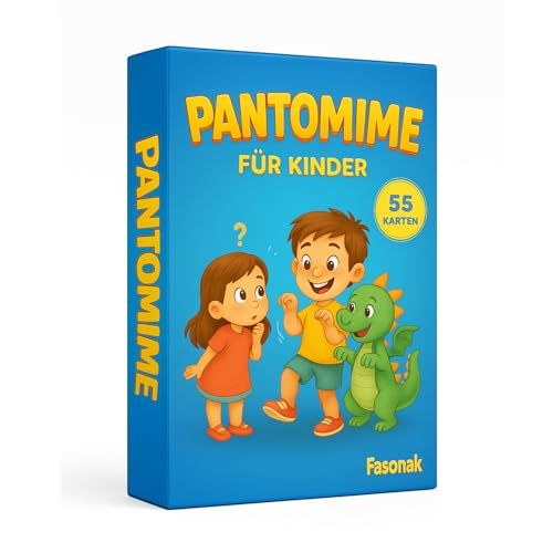 Pantomime – Spiel für Kinder – 55 Karten, Charades Spiel ab 4 Jahren, Familien- & Partyspiel, Kindergarten und Schule von Fasonak