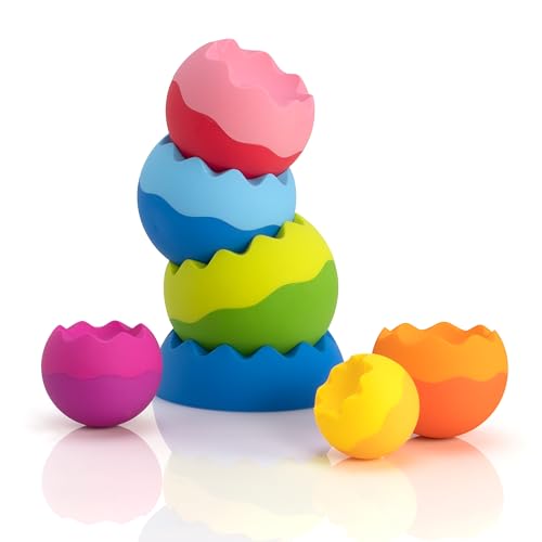 Fat Brain Tobbles Neo, Fat Brain Toys, Stacking Toys for Toddlers, Stacking Toy with Colours, Soft Surface for Sensory Development, Educational Toys for Boys and Girls Aged 6 Months and Older von Fat Brain Toys
