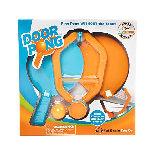 Fat Brain Toys F195 Fat Brain Door, Ping Pong Without Table, Includes Clamp with Tethered Ball and 2 Paddles, Suitable for Kids from 6 Years +, Multicoloured von Fat Brain Toys