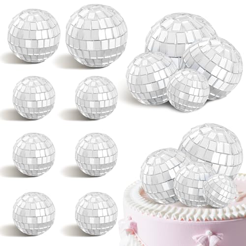 Fatiya 12 Stück kleine Discokugel-Kuchenaufsätze, Mini-Discokugel-Licht, 70er-Jahre-Spiegel-Discokugel-Party-Dekorationsset, Discokugel-Dekoration für Musik, Tanz, Weihnachten, silberfarben Fatiya 12 Stück kleine Discokugel-Kuchenaufsätze, Mini-Discokugel-Licht, 70er-Jahre-Spiegel-Discokugel-Party-Dekorationsset, Discokugel-Dekoration für Musik, Tanz, Weihnachten, silberfarben von Fatiya