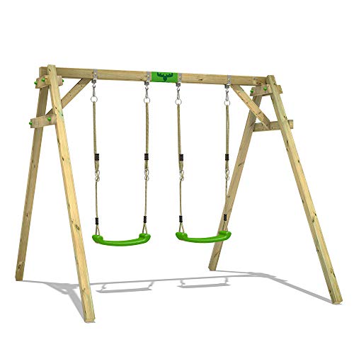 FATMOOSE Kinderschaukel Schaukelgestell JollyJim Air XXL - Doppelschaukel mit 2 Schaukelsitzen, Schaukelgerüst, Holzschaukel für Kinder im Garten von Fatmoose