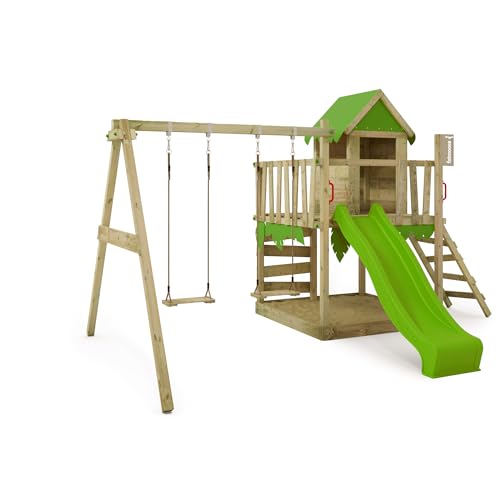 FATMOOSE Spielturm Klettergerüst JazzyJungle Jam XXL mit Schaukel & apfelgrüner Rutsche, Outdoor Kinder Kletterturm mit Sandkasten Leiter & Spiel-Zubehör für den Garten FATMOOSE Spielturm Klettergerüst JazzyJungle Jam XXL mit Schaukel & apfelgrüner Rutsche, Outdoor Kinder Kletterturm mit Sandkasten Leiter & Spiel-Zubehör für den Garten von Fatmoose
