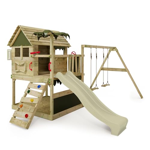FATMOOSE Spielturm Klettergerüst TikaTaka Town XXL mit Schaukel & salbeigrüner Rutsche, Outdoor Kinder Kletterturm mit Sandkasten Leiter & Spiel-Zubehör für den Garten FATMOOSE Spielturm Klettergerüst TikaTaka Town XXL mit Schaukel & salbeigrüner Rutsche, Outdoor Kinder Kletterturm mit Sandkasten Leiter & Spiel-Zubehör für den Garten von Fatmoose