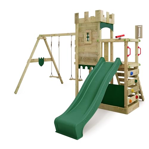 FATMOOSE Spielturm Ritterburg BoldBaron Boost XXL mit Schaukel & grüner Rutsche, Outdoor Kinder Kletterturm mit Sandkasten Leiter & Spiel-Zubehör für den Garten FATMOOSE Spielturm Ritterburg BoldBaron Boost XXL mit Schaukel & grüner Rutsche, Outdoor Kinder Kletterturm mit Sandkasten Leiter & Spiel-Zubehör für den Garten von Fatmoose