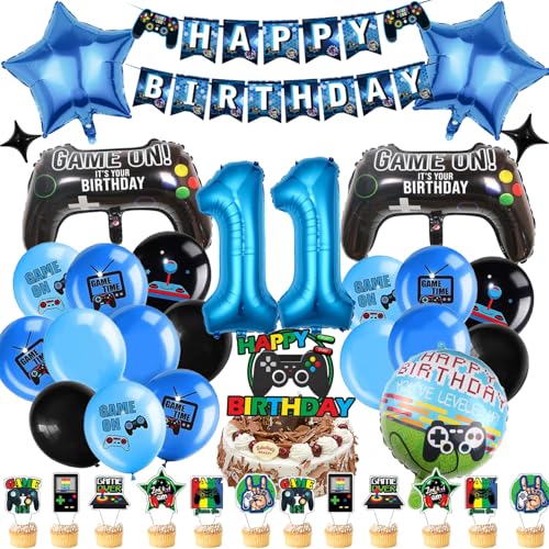 Videospiel Geburtstag Deko 11 Jahre, 42 Stück Videospiel Geburtstag Deko Set, Gamer Luftballons 11 Jahre, Spiel Gamer Luftballon Deko mit Videospiel Tortendeko, für Gamer Kindergeburtstag von FatrouGirl