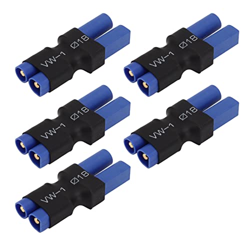 Fauitay 5 PCs EC5 Femal DER EC3 MALD BLAU BLAU BLAUS Bald GUMME CLASTE CLASTE Copper 10x20x48mm EC5 Bis EC3 -Adapter für RC -Auto von Fauitay