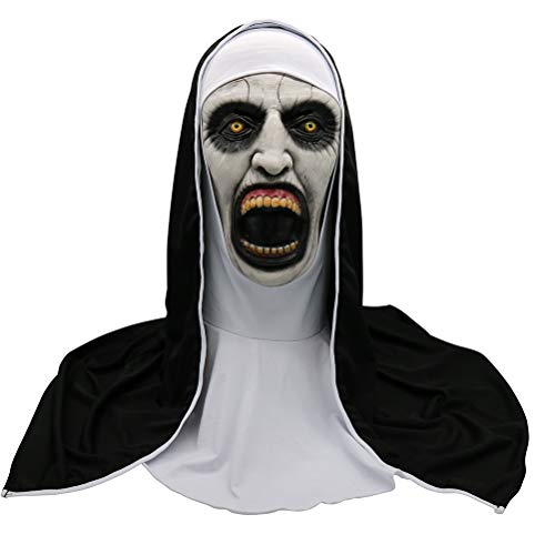Halloween-Maske Halloween Nonne Horror Maske Cosplay Scary Latex Masken mit Kopftuch Full Face Helm Halloween Party Requisiten (Sortierte Farbe) von Fauitay