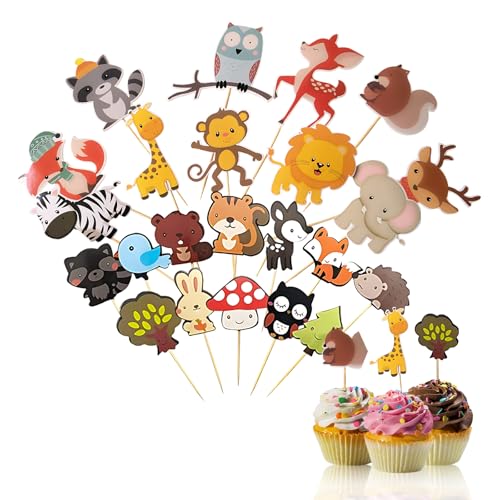 23 Stück Waldtiere Kuchendekoration Tortendeko,Muffin Deko, Tortendeko Dschungel, Tortendeko Waldtiere, Kuchendeko Tiere, Waldtiere Geburtstag Deko,Tier Thema Geburtstag Party Zubehör Feiern Party von Favson