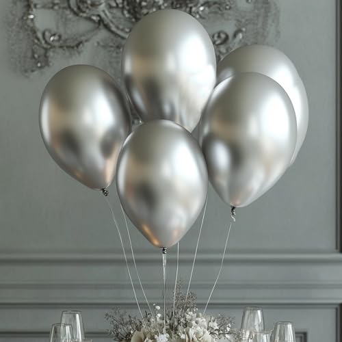 Metallic-Silber-Luftballons, 12,7 cm, Chrom-Silber-Luftballons für Männer und Frauen, Geburtstag, Babyparty, Jahrestag, Abschlussfeier, Verlobung, Party-Dekorationen, 100 Stück Metallic-Silber-Luftballons, 12,7 cm, Chrom-Silber-Luftballons für Männer und Frauen, Geburtstag, Babyparty, Jahrestag, Abschlussfeier, Verlobung, Party-Dekorationen, 100 Stück von Favson