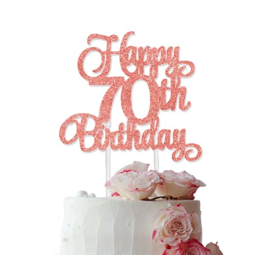 Tortenaufsatz "Happy 70th Birthday", Roségold, glitzernd, Kuchendekorationen für Party, Jahrestag, Party, Party, Party, Party, Kerzen, Kuchen, Cupcake-Topper, Dekorationen für Frauen Tortenaufsatz "Happy 70th Birthday", Roségold, glitzernd, Kuchendekorationen für Party, Jahrestag, Party, Party, Party, Party, Kerzen, Kuchen, Cupcake-Topper, Dekorationen für Frauen von Favson