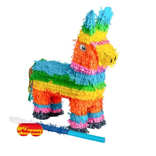 Fax Potato Donkey Pinata, Stick and Blindfold Set - 3pc - Blue Stick - Fill Your Own Kids Large Party Accessory Decoration - W40cm x D13cm x H55cm Fax Potato Donkey Pinata, Stick and Blindfold Set - 3pc - Blue Stick - Fill Your Own Kids Large Party Accessory Decoration - W40cm x D13cm x H55cm von Fax Potato