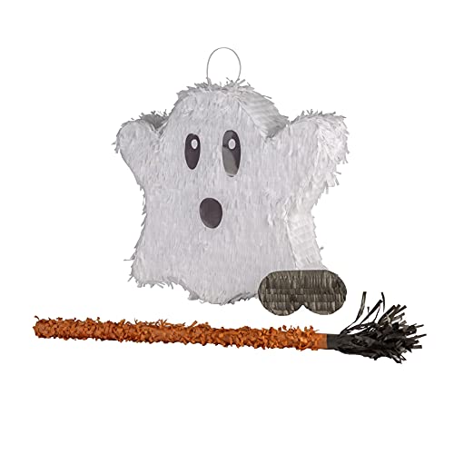 Fax Potato - Pinatas Halloween Ghost Ghost Pappata, Stick Und Augenbinde - W42cm X D10cm X H40.5cm - Weiß Fax Potato - Pinatas Halloween Ghost Ghost Pappata, Stick Und Augenbinde - W42cm X D10cm X H40.5cm - Weiß von Fax Potato