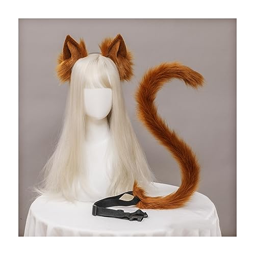 Plüsch klappbar Katzenohren katzenschwanz Kostüm Niedlich Halloween Kostüme Set Requisiten Tier Ohren katzenschwanz Cosplay Anime Verkleiden Kätzchen Dekoration Set für Halloween Karneval Rollenspiel von Faxianther
