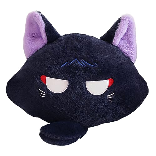 Cute Black Cat Pillow Kunikuzushi/Wanderer/Scaramouche Plüsch Plüschkissen mit Angry Aggrieved Emoji Design Sofa Dekoration Kissen Geschenk für Sich selbst von Fayeeda
