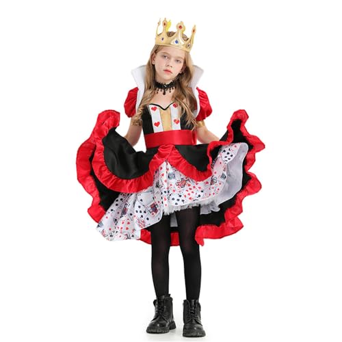 Herz-Königin Cosplay Kostüm Set Kleid Damen mit Gürtel Krone Performance Kostüme Halloween Karneval Verkleidung von Fayeeda