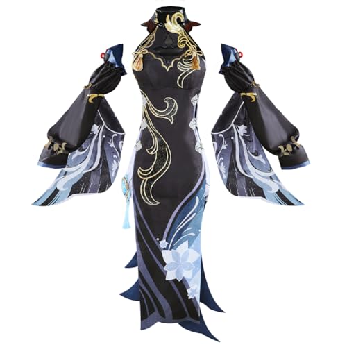 Shenhe Black Cheongsam Attire for Sea Lantern Festival Game Peripheral Shenhe Charakter mit dem gleichen Cosplay Full Costume Masquerade Comic-Con Dress Anime Game Fan's Gift von Fayeeda