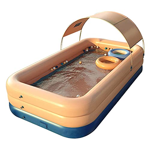Fayelong Aufblasbarer Pool mit Überdachung im Freien oberirdischer tragbarer Pool für Baby(Pink, 260x160x68cm/102x63x27inch) s, Kinder, Erwachsene Blow Up Pool für den Familiengarten Hinterhof von Fayelong