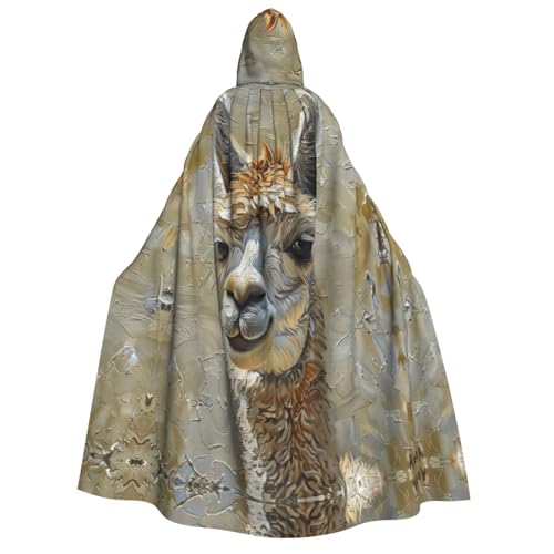 Fbghhty Alpaka-Llama-Druck, Kapuzenumhang, Mittelalter-Kostüm, Halloween-Kostüm, Erwachsene, Herren, Damen, Karneval, Partys, Cosplay von Fbghhty