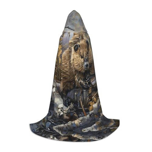 Fbghhty Biber-Arbeitsdruck, Unisex, Kapuzenumhang, Halloween, Cosplay, Karneval, bequemer Umhang für Teenager-Partys Fbghhty Biber-Arbeitsdruck, Unisex, Kapuzenumhang, Halloween, Cosplay, Karneval, bequemer Umhang für Teenager-Partys von Fbghhty