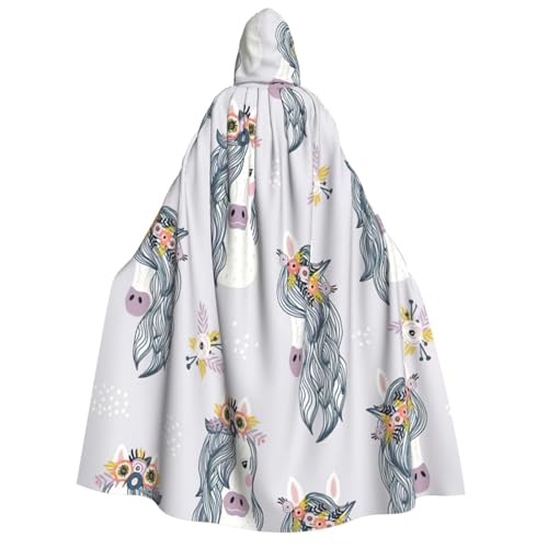 Fbghhty Entzückender Kapuzenumhang mit Pferde-Aufdruck, mittelalterliches Halloween-Kostüm, Erwachsene, Herren, Damen, Karneval, Partys, Cosplay Fbghhty Entzückender Kapuzenumhang mit Pferde-Aufdruck, mittelalterliches Halloween-Kostüm, Erwachsene, Herren, Damen, Karneval, Partys, Cosplay von Fbghhty
