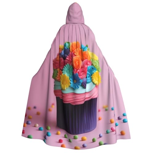 Fbghhty Farbenfroher Cupcake-Regenbogen-Blumen-Umhang mit Kapuze, mittelalterliches Halloween-Kostüm, Erwachsene, Herren, Damen, Karneval, Partys, Cosplay Fbghhty Farbenfroher Cupcake-Regenbogen-Blumen-Umhang mit Kapuze, mittelalterliches Halloween-Kostüm, Erwachsene, Herren, Damen, Karneval, Partys, Cosplay von Fbghhty