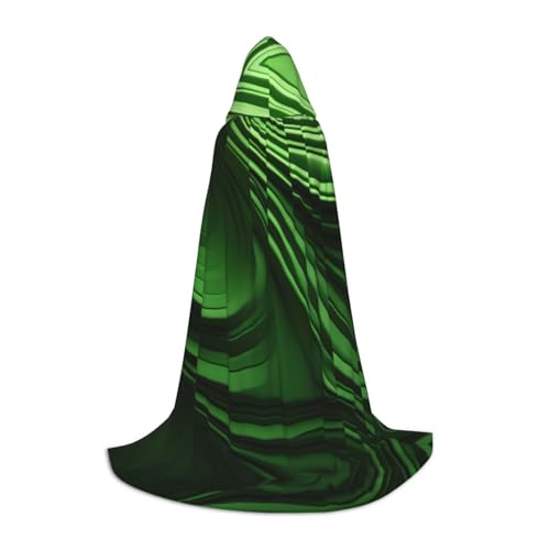 Fbghhty Grüner Kurven-Texturdruck, Unisex, Kapuzenumhang, Halloween, Cosplay, Karneval, bequemer Umhang für Teenager-Partys von Fbghhty