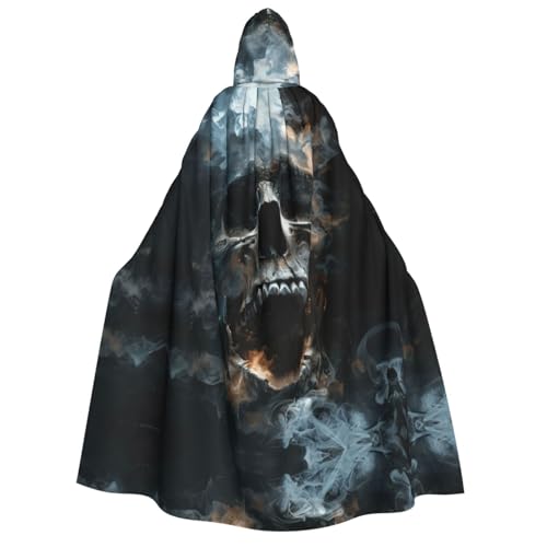 Fbghhty Horror-Geister-Schädel-Druck, Kapuzenumhang, Mittelalter-Kostüm, für Erwachsene, Herren, Damen, Karneval, Partys, Cosplay Fbghhty Horror-Geister-Schädel-Druck, Kapuzenumhang, Mittelalter-Kostüm, für Erwachsene, Herren, Damen, Karneval, Partys, Cosplay von Fbghhty