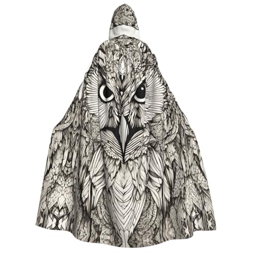 Fbghhty Kapuzenumhang mit Eulen-Motiv, mittelalterliches Halloween-Kostüm, Erwachsene, Herren, Damen, Karneval, Partys, Cosplay von Fbghhty