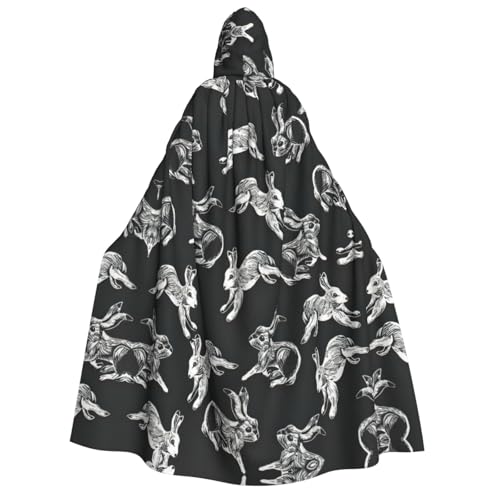 Fbghhty Kapuzenumhang mit Hasen-Motiv, mittelalterliches Halloween-Kostüm, Erwachsene, Herren, Damen, Karneval, Partys, Cosplay von Fbghhty