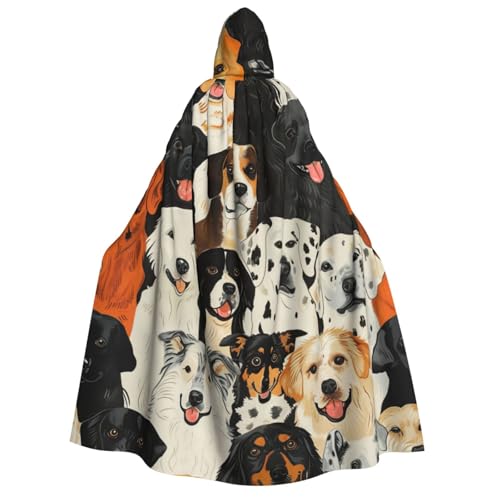 Fbghhty Kapuzenumhang mit Hundemuster, mittelalterliches Halloween-Kostüm, Erwachsene, Herren, Damen, Karneval, Partys, Cosplay von Fbghhty