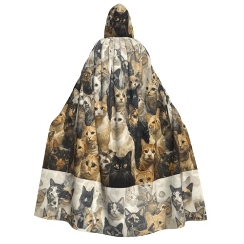 Fbghhty Kapuzenumhang mit Katzendruck, mittelalterliches Halloween-Kostüm, Erwachsene, Herren, Damen, Karneval, Partys, Cosplay Fbghhty Kapuzenumhang mit Katzendruck, mittelalterliches Halloween-Kostüm, Erwachsene, Herren, Damen, Karneval, Partys, Cosplay von Fbghhty
