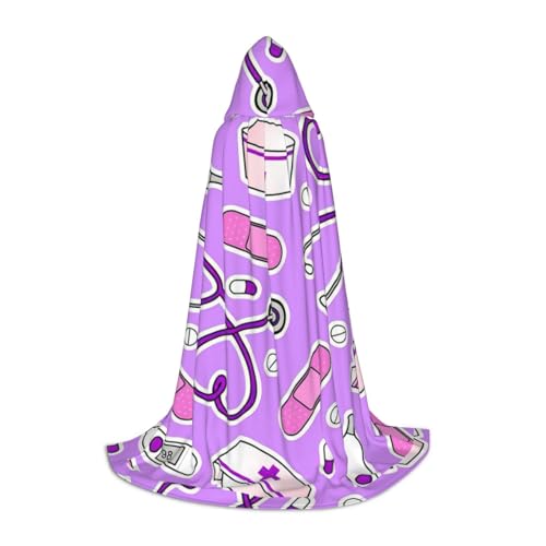 Fbghhty Kapuzenumhang mit Krankenschwestermuster, violetter Druck, Unisex, Halloween, Cosplay, Karneval, bequemer Umhang für Teenager-Partys Fbghhty Kapuzenumhang mit Krankenschwestermuster, violetter Druck, Unisex, Halloween, Cosplay, Karneval, bequemer Umhang für Teenager-Partys von Fbghhty