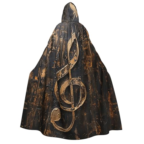 Fbghhty Kapuzenumhang mit Musik-Symbol-Druck, mittelalterliches Halloween-Kostüm, Erwachsene, Herren, Damen, Karneval, Partys, Cosplay von Fbghhty