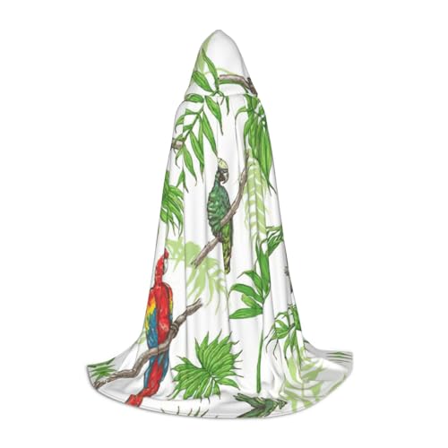 Fbghhty Kapuzenumhang mit Papageienvögeln und tropischem Baum, Unisex, für Halloween, Cosplay, Karneval, bequemer Umhang für Teenager-Partys Fbghhty Kapuzenumhang mit Papageienvögeln und tropischem Baum, Unisex, für Halloween, Cosplay, Karneval, bequemer Umhang für Teenager-Partys von Fbghhty