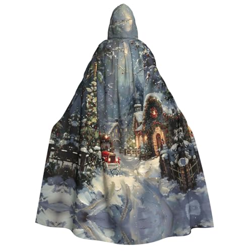 Fbghhty Kapuzenumhang mit Weihnachtsdruck, mittelalterliches Halloween-Kostüm, Erwachsene, Herren, Damen, Karneval, Partys, Cosplay von Fbghhty